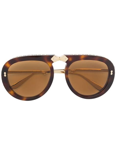 gucci brown square aviator sunglasses|gucci foldable aviator sunglasses.